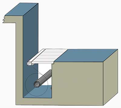 swimming pool cover with an in-depth installation in the floor of the pool