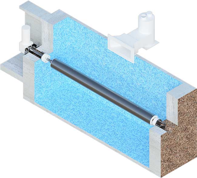 Vue coupe 3D volet immergé pour piscine "Fiji"